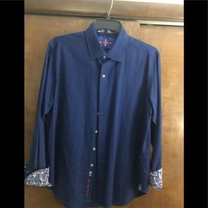 Robert Graham Paisley blue long sleeve dress shirt